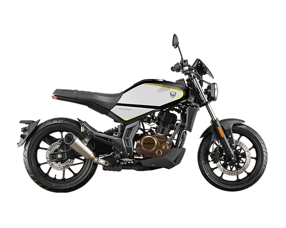 Predstavitvena slika belega motornega kolesa Rebbe 125 ccm