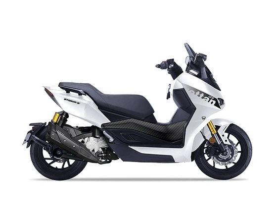 Bočna predstavitvena slika belega skuterja Storm-R CBS s prostornino motorja 125 ccm