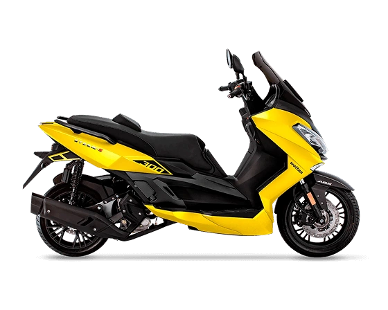 Predstavitvena slika rumenega skuterja Storm-S ABS z motorjem prostornine 300 ccm