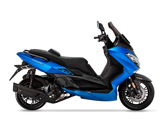 Predstavitvena slika modrega skuterja Storm-S ABS z motorjem prostornine 300 ccm